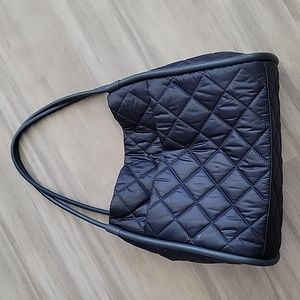 Thacker terry diamond quilted Blue nylon and leather tote/purse